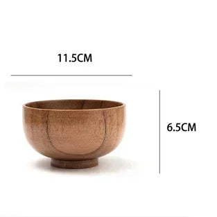 Japanese Style Wooden Bowl Jujube WoodenRound Rice Tableware