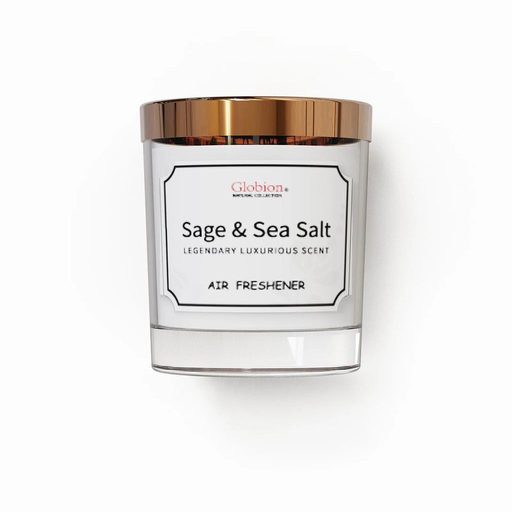 Scented Candle Sage and Sea Salt Aromatherapy Candle Glass Jar + Lid 7oz 45 Hours Burn Time