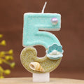 Digital Birthday Candles Beach Ocean Birthday Cake Party Decorative