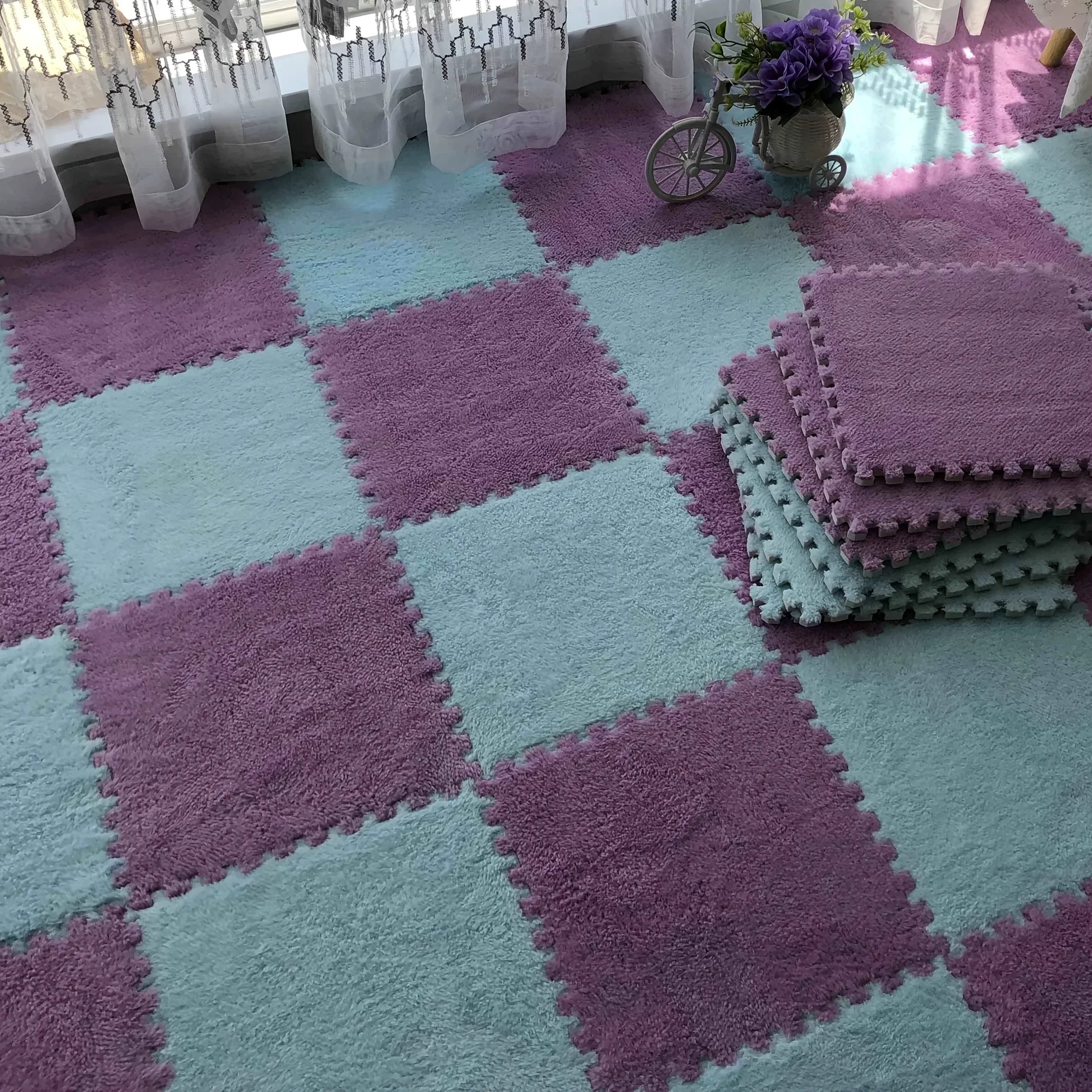24PCS Solid interlocking foam mat - non slip EVA