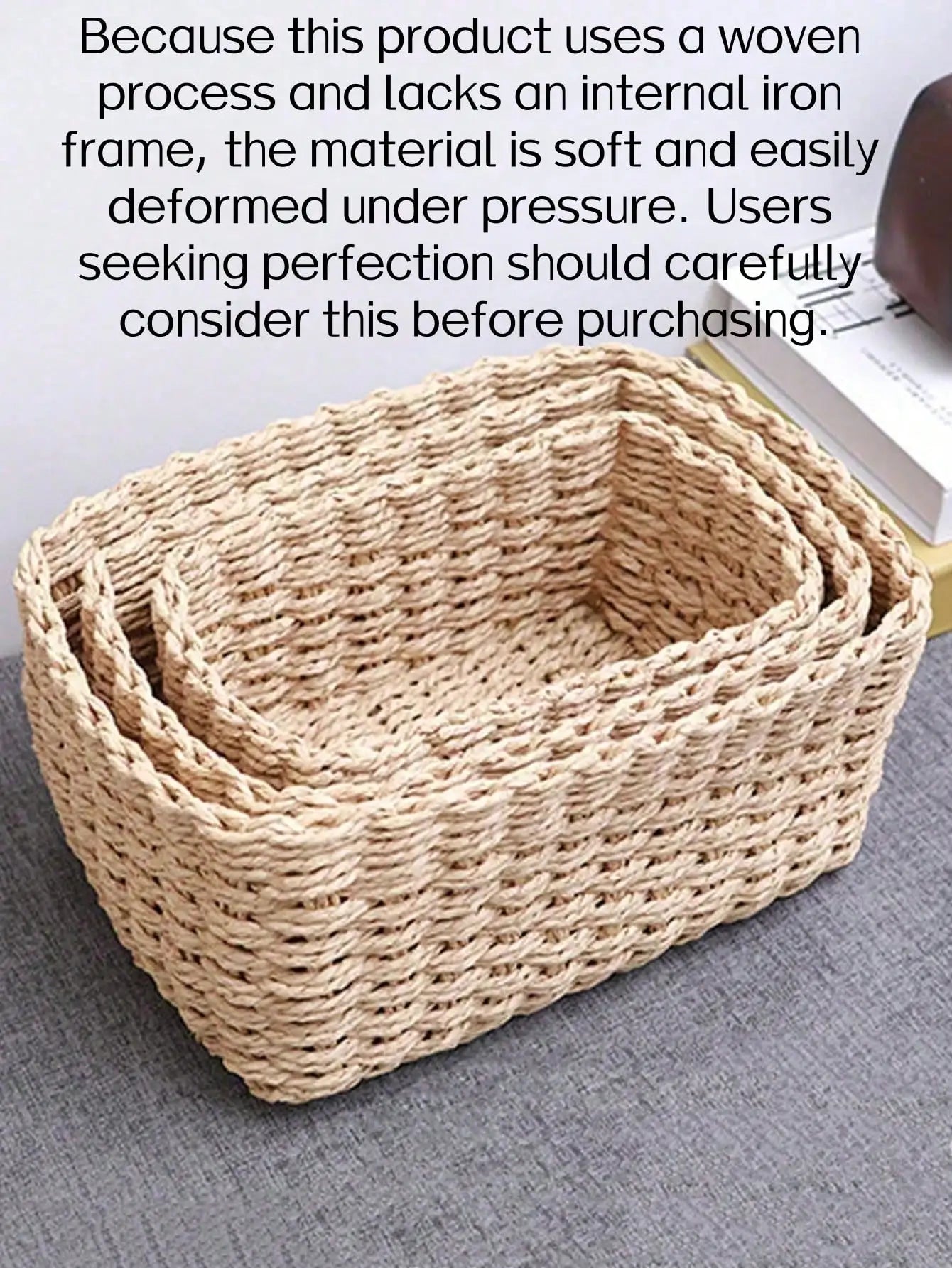 1/3PCS Handmade Seagrass Rattan Storage Baske
