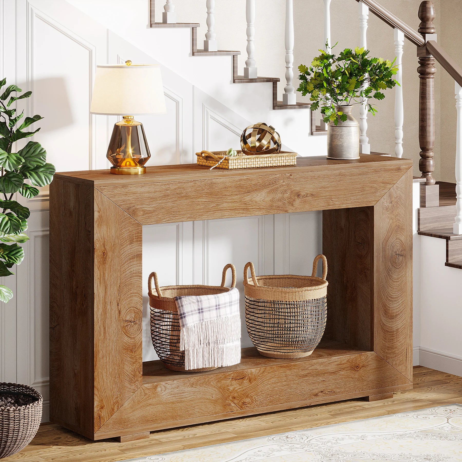 Tribesigns 47" Farmhouse Console Table with Storage,