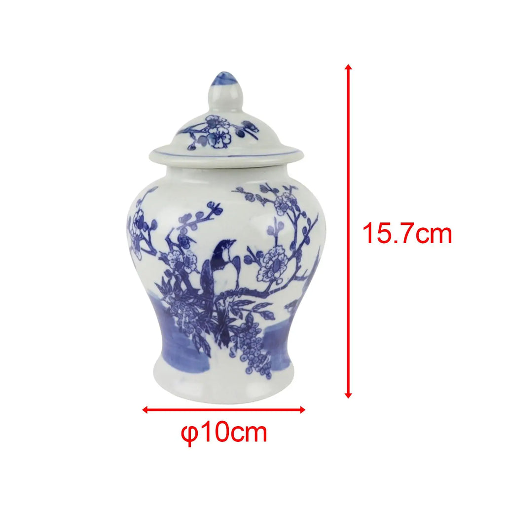 Blue and White Ginger Jar Ceramic Storage Ja