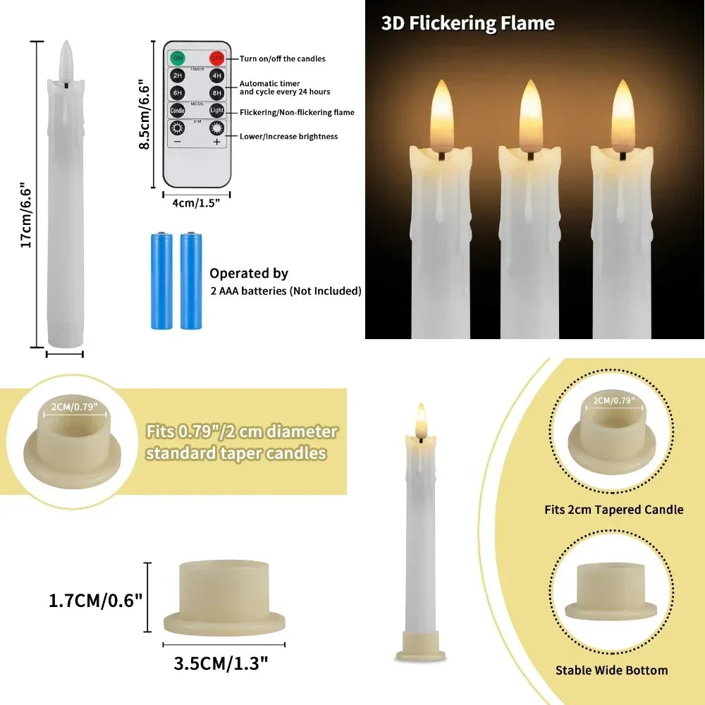 LED Taper Candle with Remote Flameless Flickering Electronic Candle 17CM CandleStick Window Candle