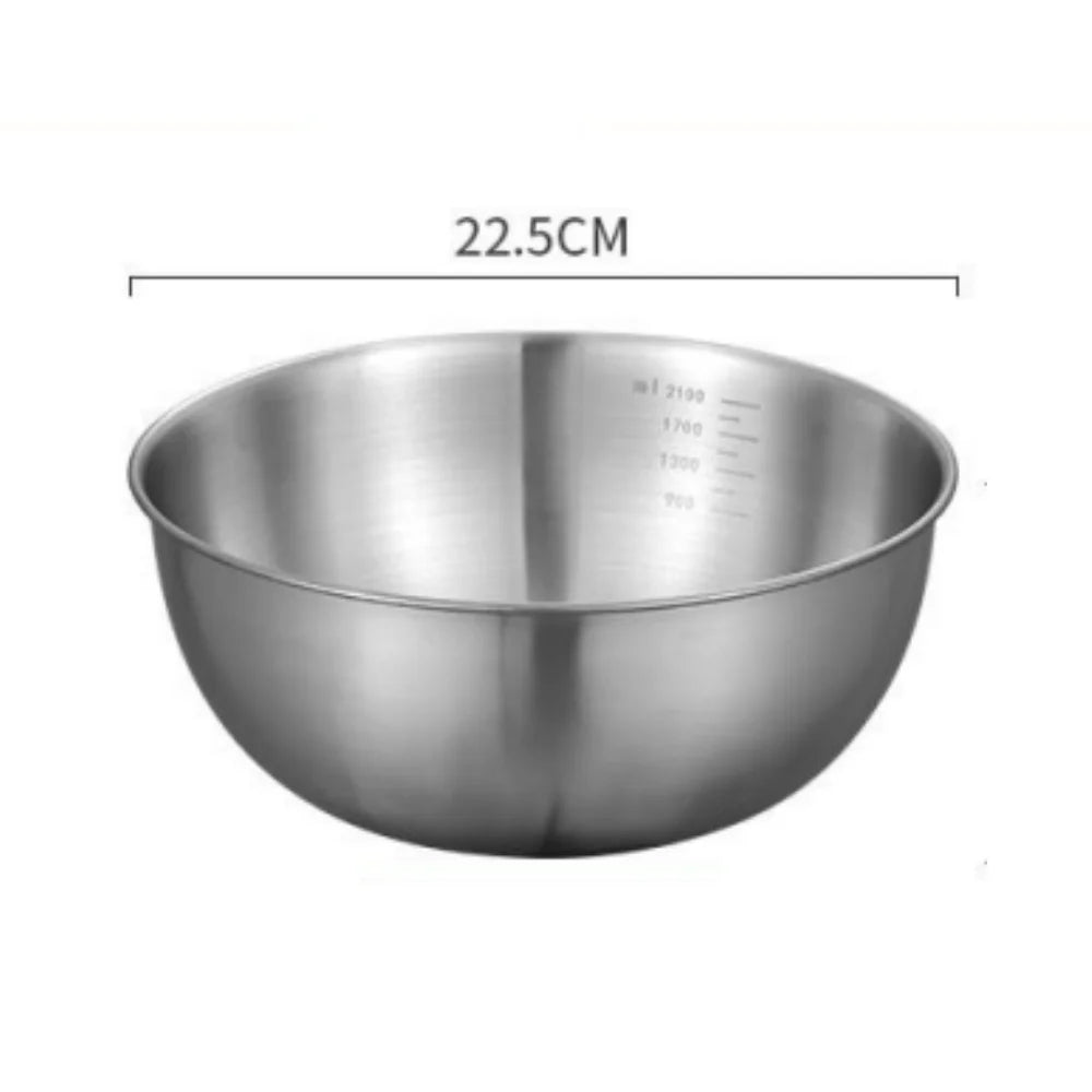 Stainless Steel Bowl Set with Scale for Cooking Baking Food Storage Large Capacity