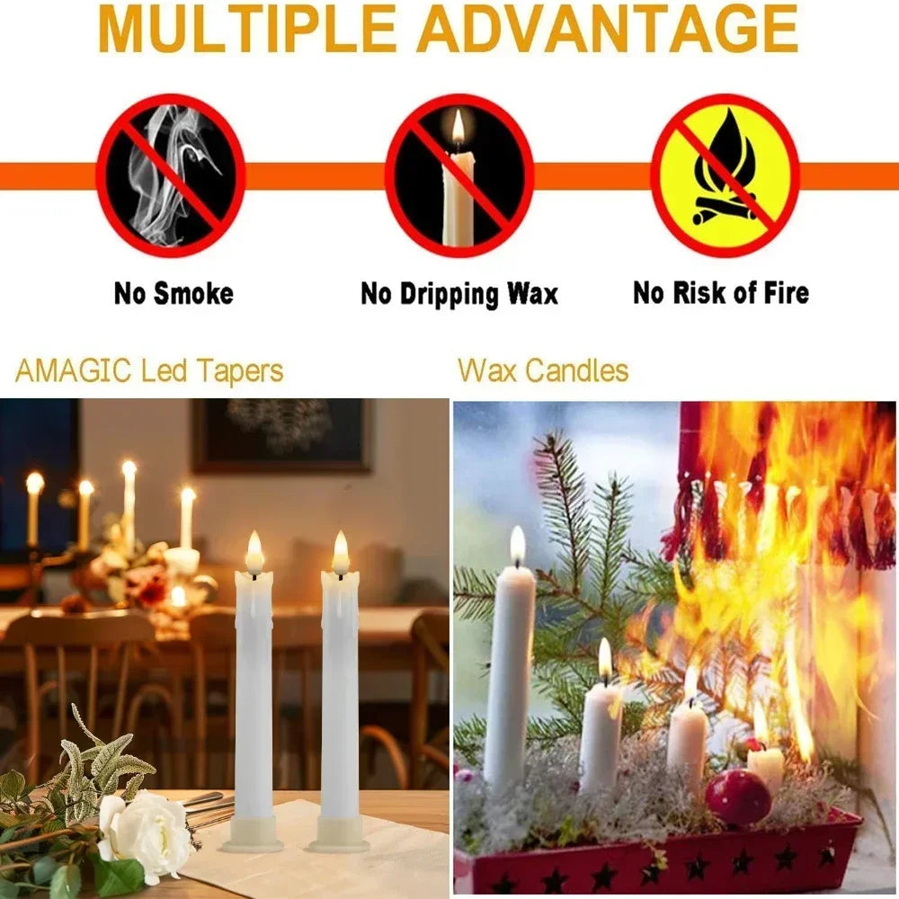 LED Taper Candle with Remote Flameless Flickering Electronic Candle 17CM CandleStick Window Candle