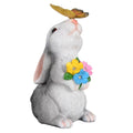 Solar Bunny Statue Garden Decor with Butterfly LED Lighimal Sculpture Figurine Outdoor Decoration for Garden Courtyard