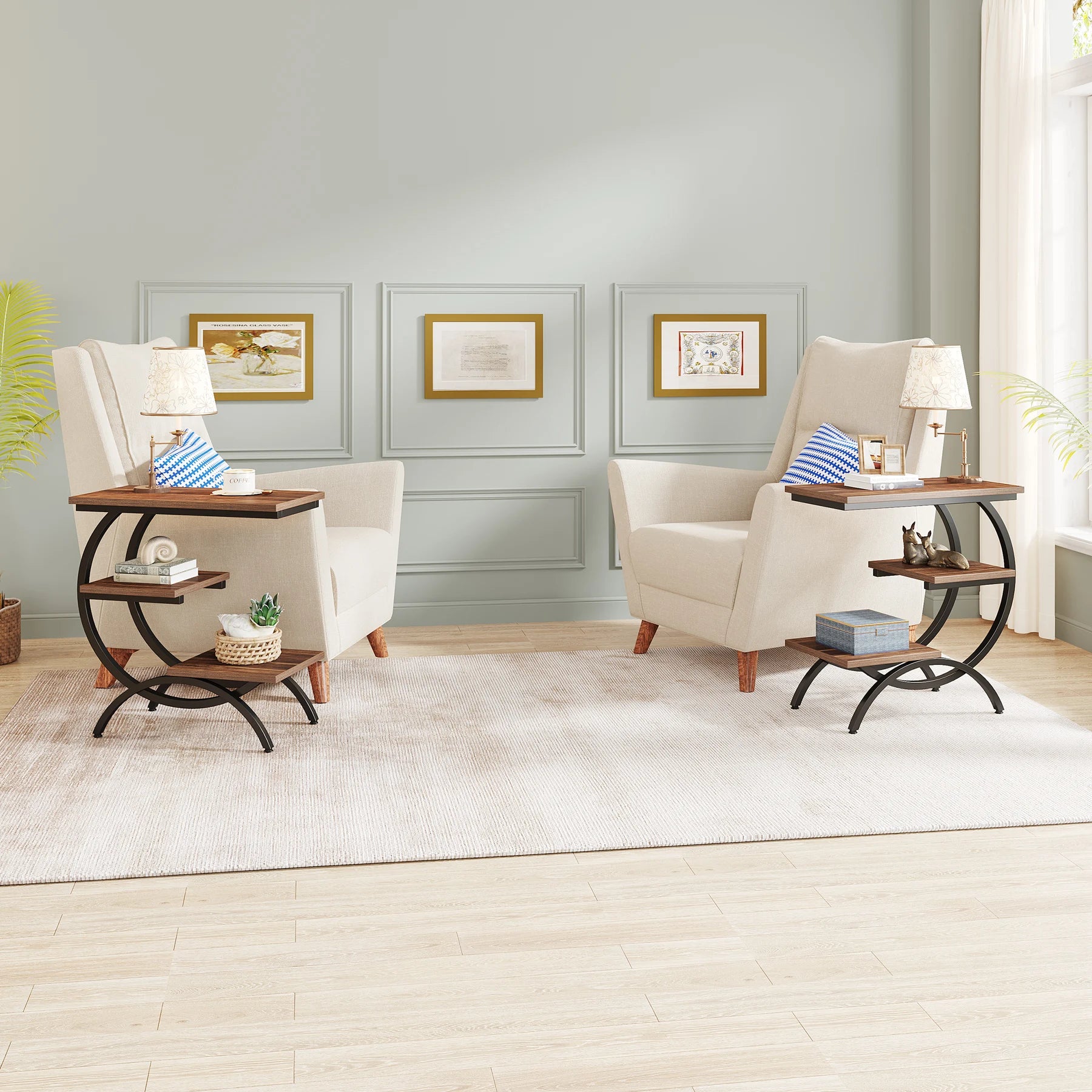 Tribesigns C-Shaped d Table,Wood