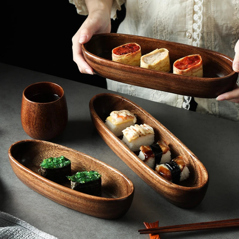 Acacia Wooden Bowl Premium   Wooden Boat-shaped Bowl