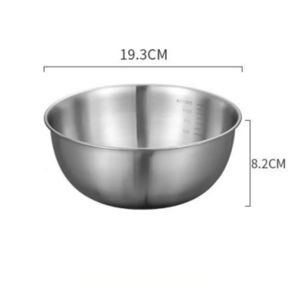 Stainless Steel Bowl Set with Scale for Cooking Baking Food Storage Large Capacity