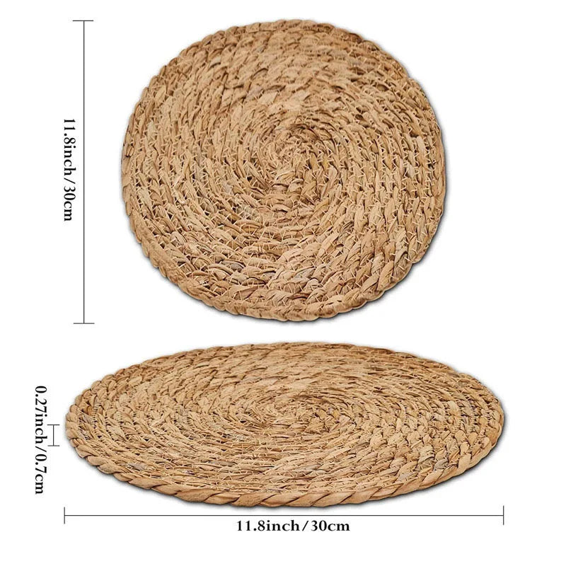 Pot Mats Handwoven Rattan Placemats Round Heat Insulation Mats Natural Woven