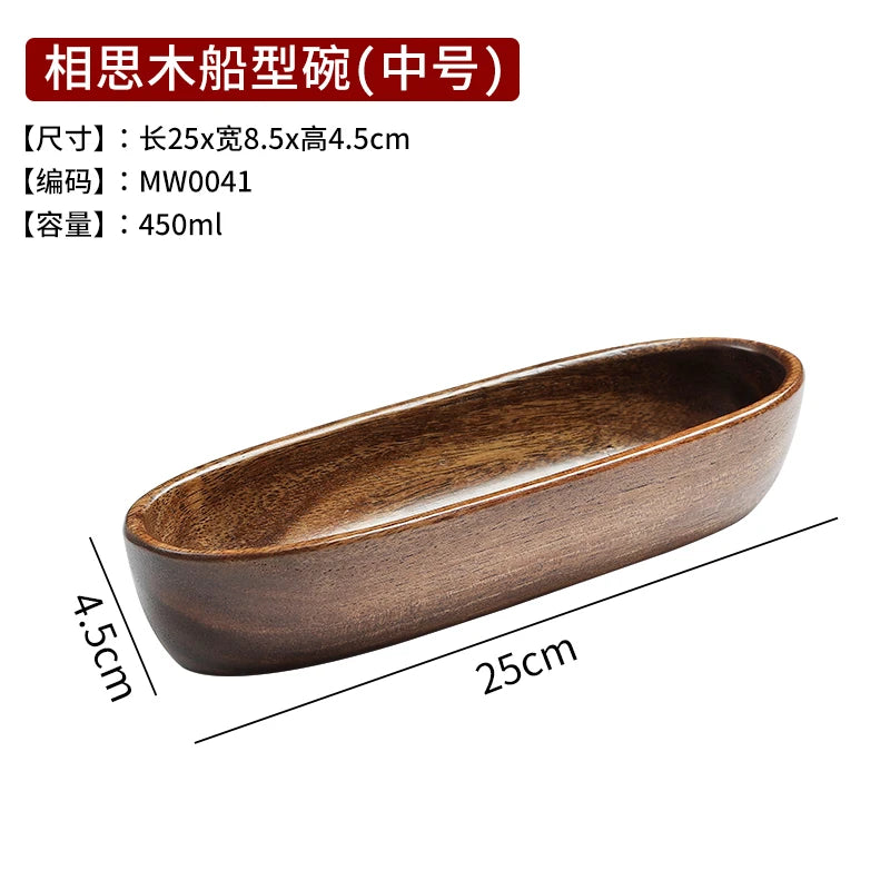 Acacia Wooden Bowl Premium   Wooden Boat-shaped Bowl
