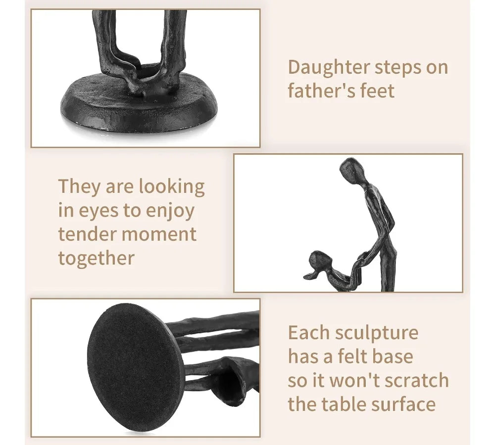 Father Daughter Dance Sculpture - Heartwarming Iron Statue