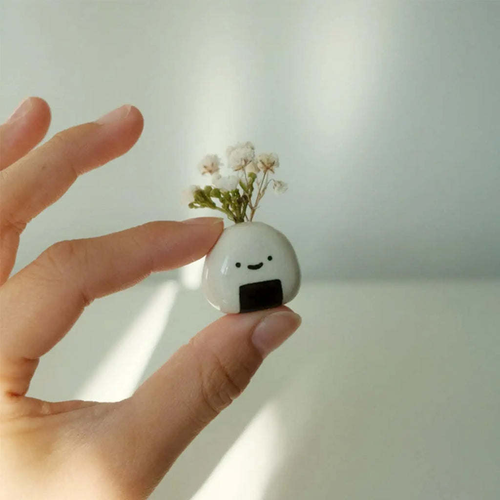 1-10PCS Mini Flower Vase Cute Rice Ball Ceramic Bud Vases Onigiri Hydroponic
