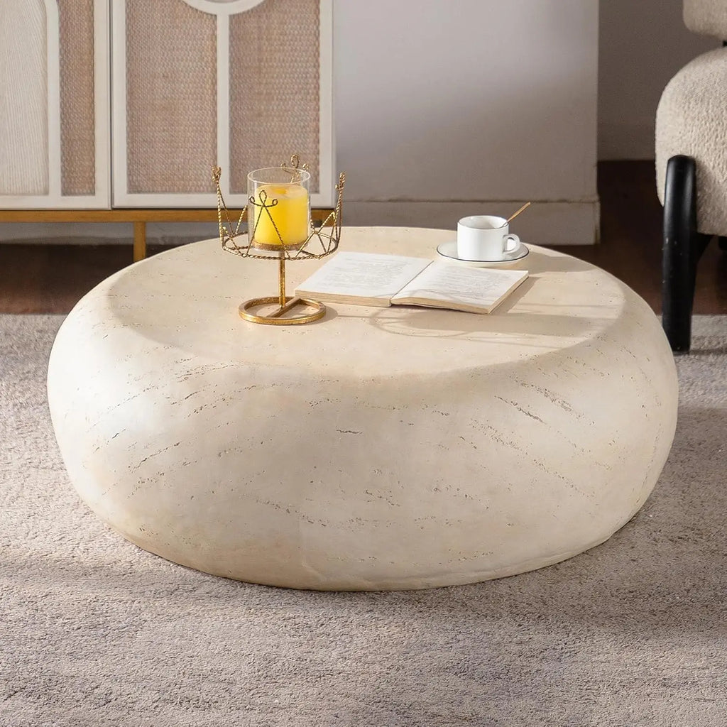 31.5" White Round Coffee Table