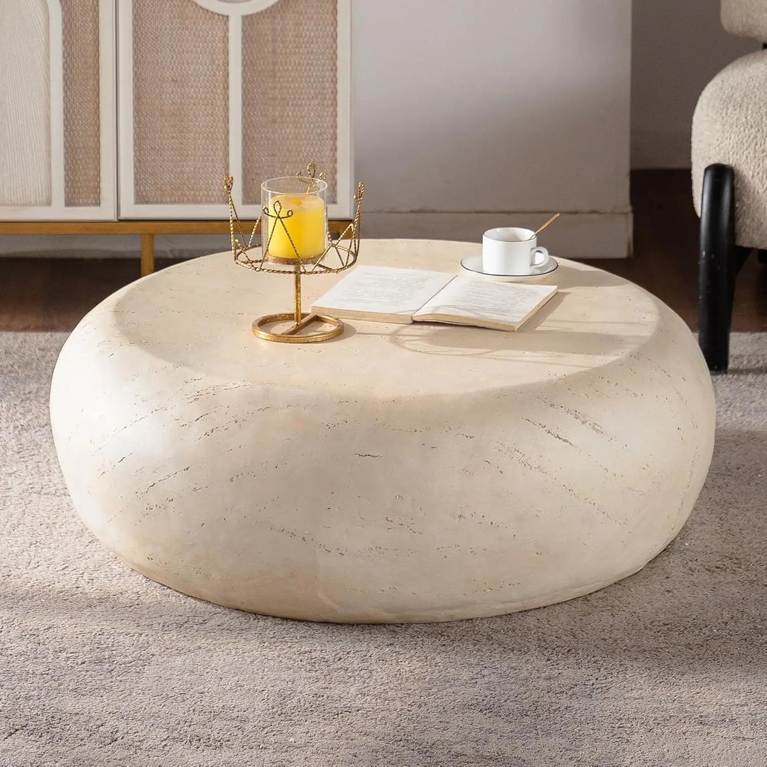 31.5" White Round Coffee Table