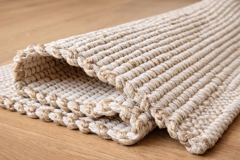 Hand Woven Jute Cotton Farmhouse Area Rug for Living Room -  (8' x 10' Natural)