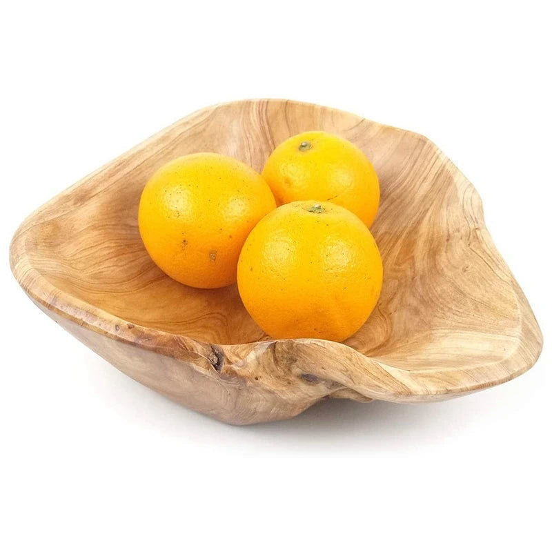 Wooden Fruit Salad Serving Bowl Hand-Carved Root Bowls Living Room Real Wood Bowl 15-19cm