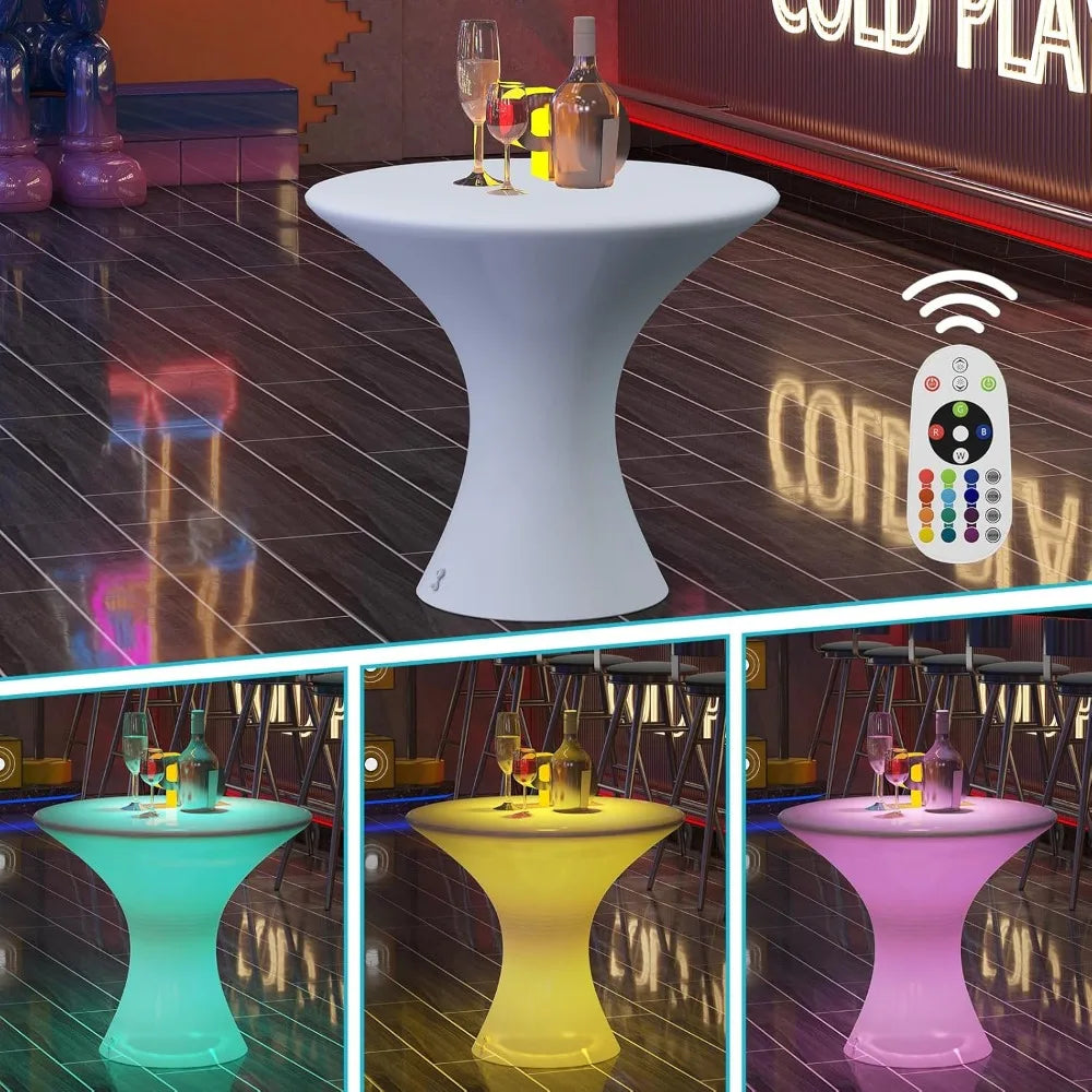 18" LED Cocktail Table with Remote, 16 RGB Colors, Waterproof Light