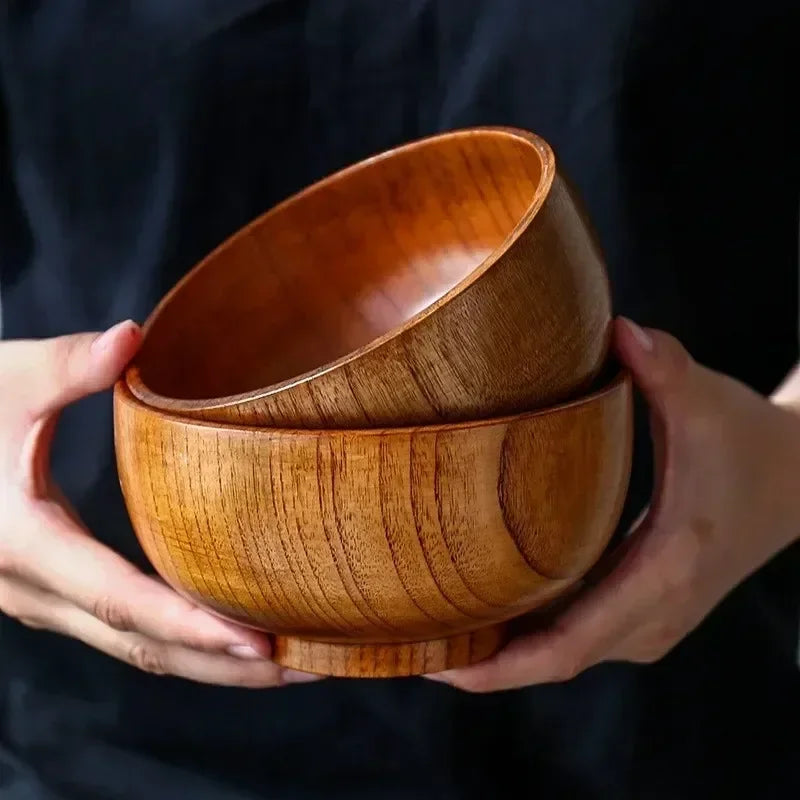 Japanese Style Wooden Bowl Jujube WoodenRound Rice Tableware