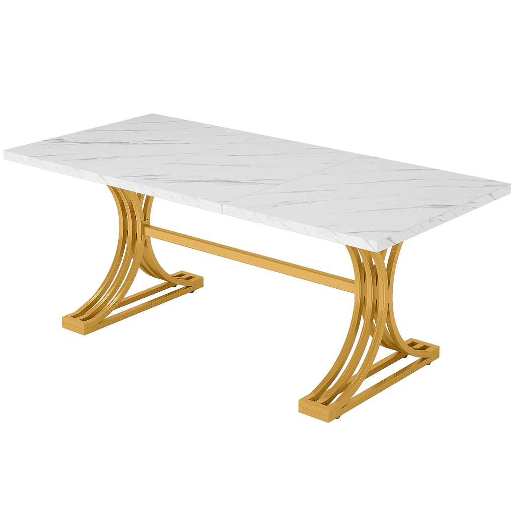 Tribesigns 63-Inch Rectangular Dining Table for 4 to 6, able with Faux Marble Table Top,