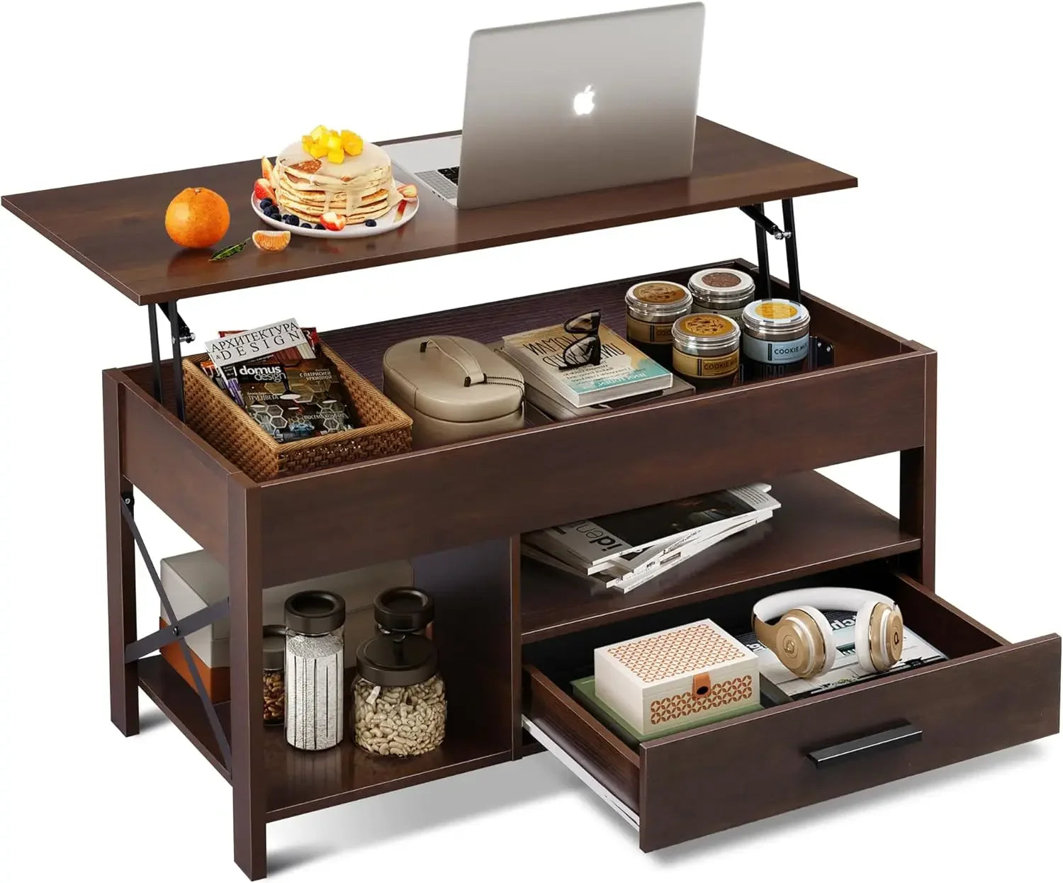 Coffee Table, 39" Lift Top Coffee Table with Hidden Compartment, Storage Drawers and Storage Shelf for Living Room Customized
