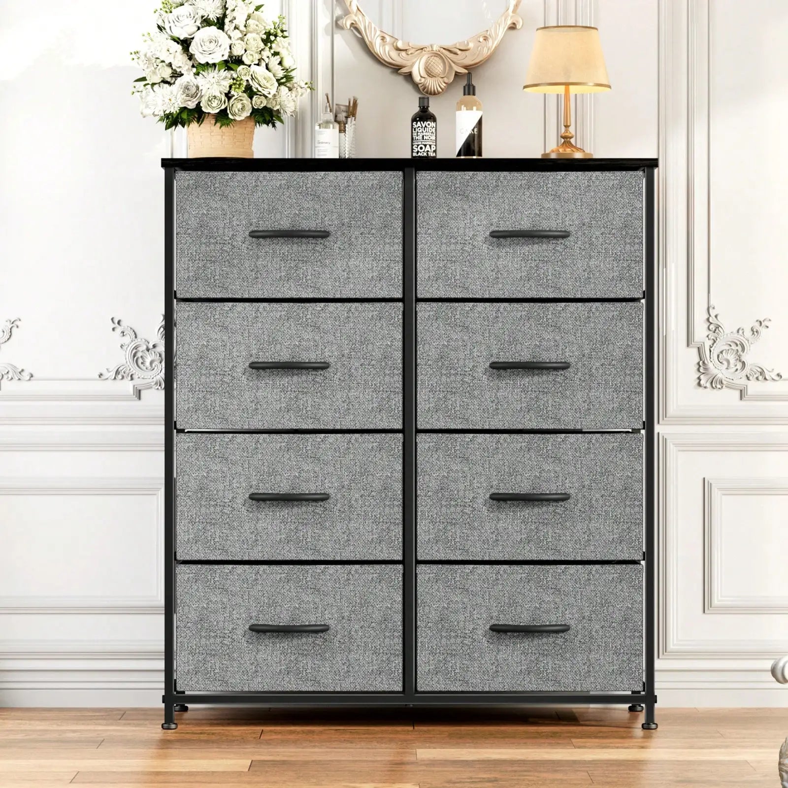 Tall Dresser With 8 Fabric Drawers Organizer Units, Chest Of Drawers