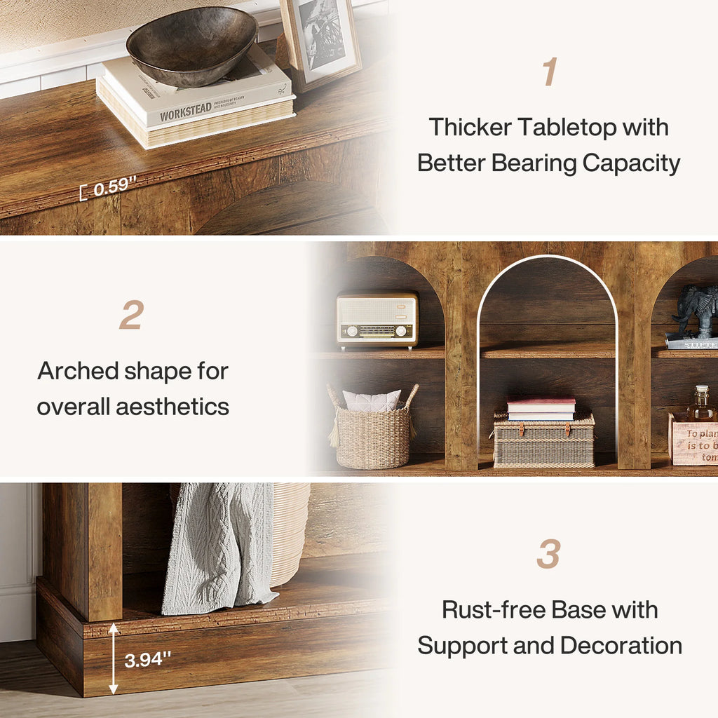 Tribesigns Farmhouse Console Table, 63-Inch Long Entryway Table with 3 Tier Storage, Wooden