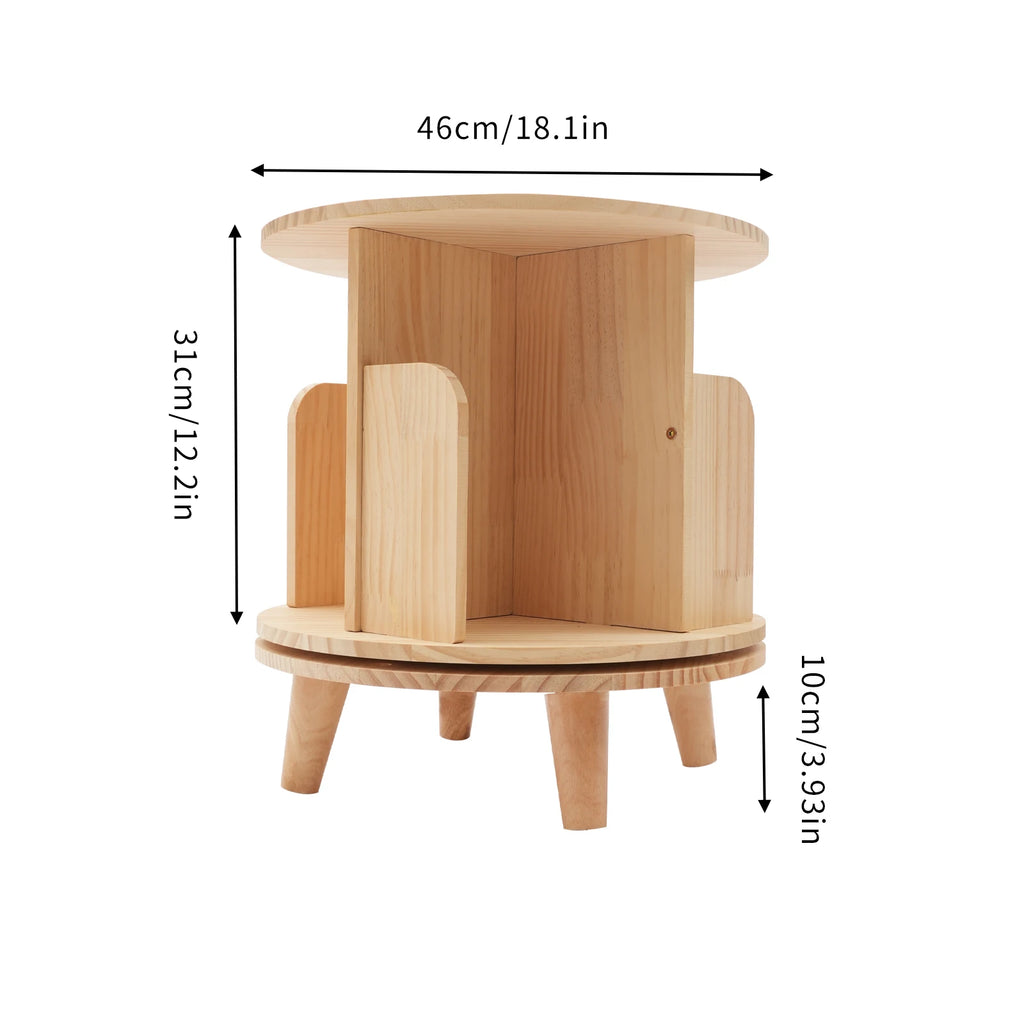 1/2/3/4/5/6 Tier Wooden Bookcase Rotatable Floor Stand Multifunctional Showcase Organizer