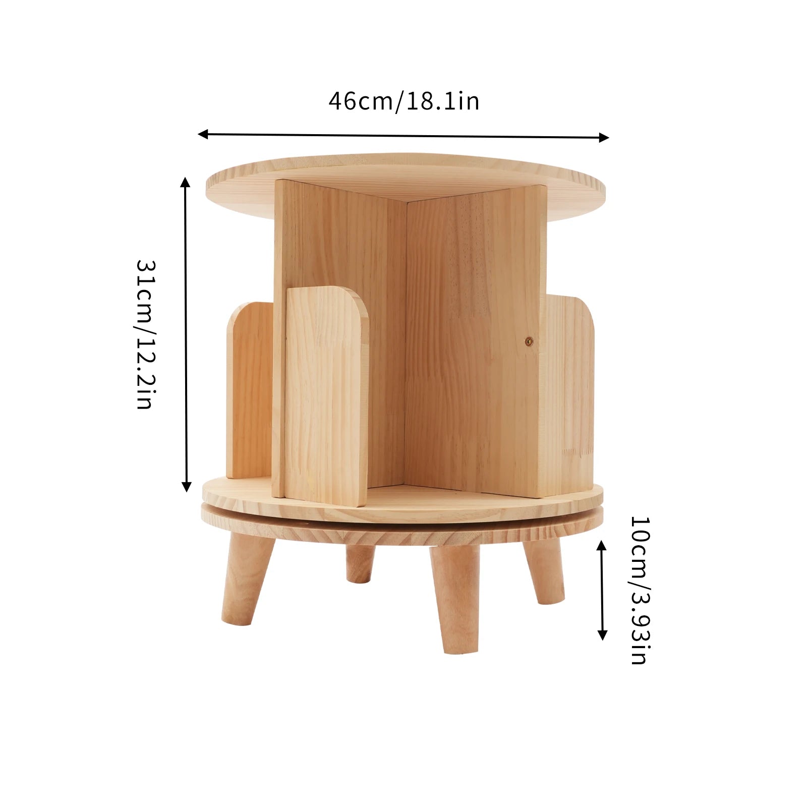 1/2/3/4/5/6 Tier Wooden Bookcase Rotatable Floor Stand Multifunctional Showcase Organizer