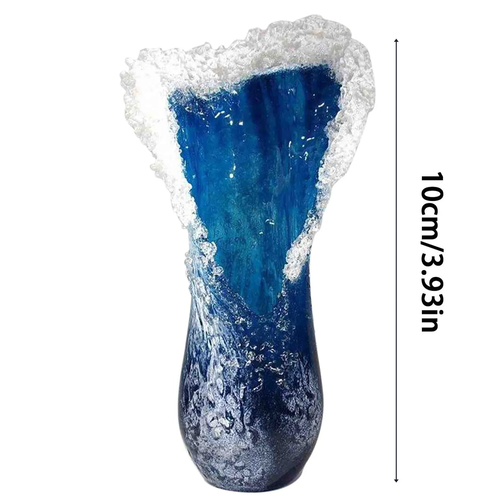 Sea Wave Vase, Wavy Vase Resin Blue Wavy