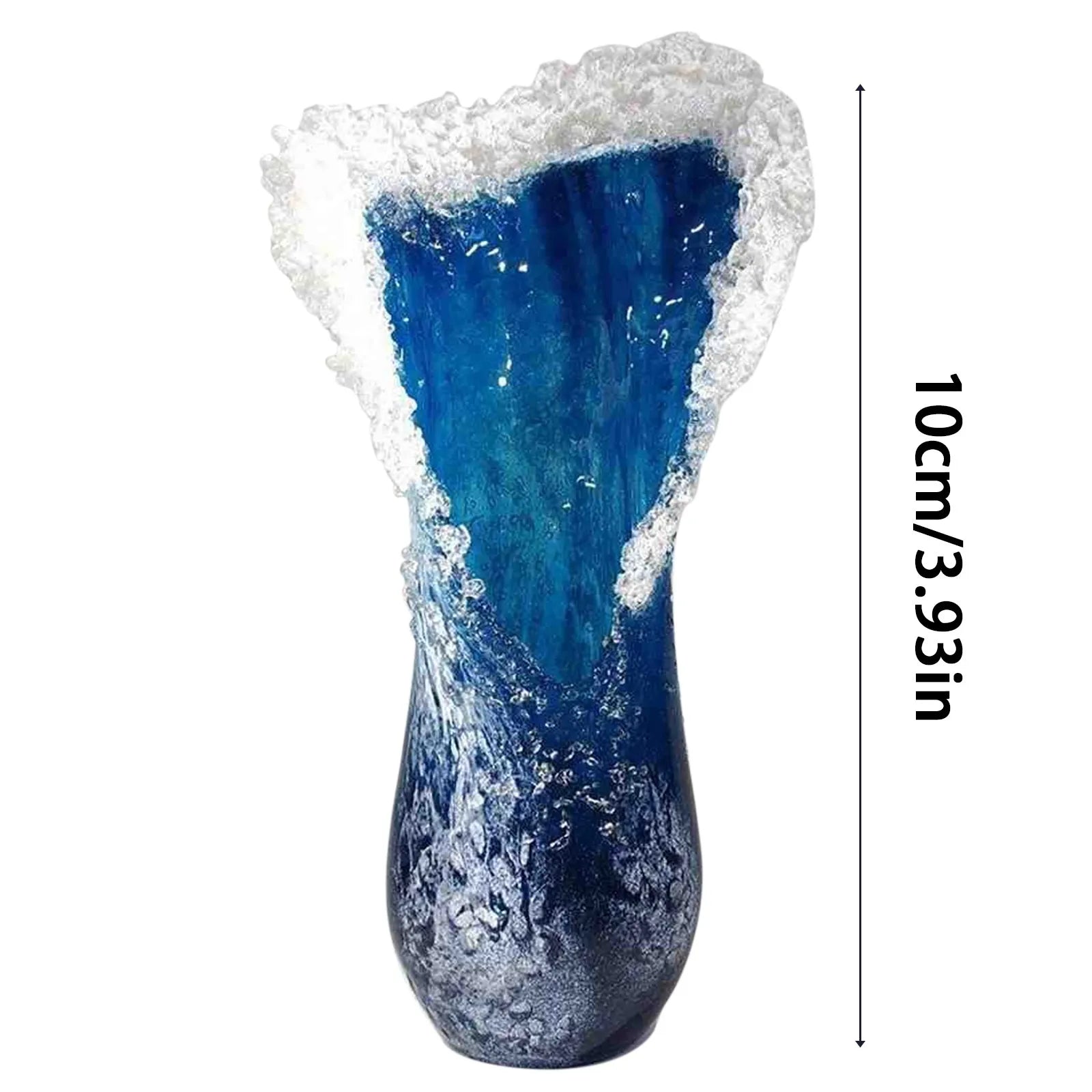 Sea Wave Vase, Wavy Vase Resin Blue Wavy