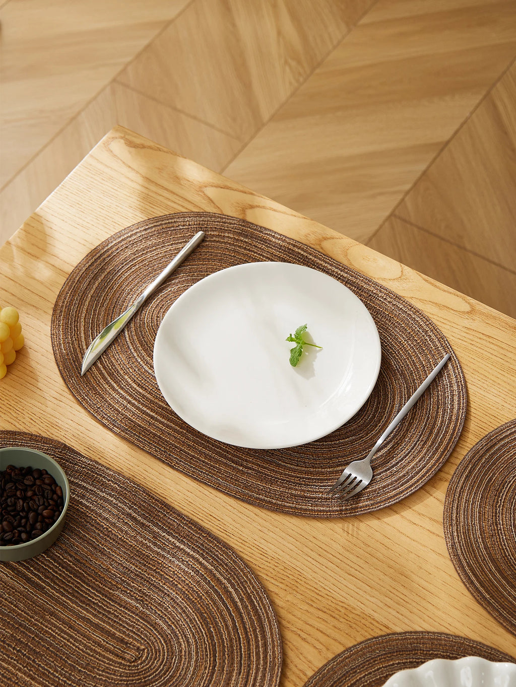 4PCS/set Oval Rop Cotton Braided Table Place Mats Braided Non-Slip