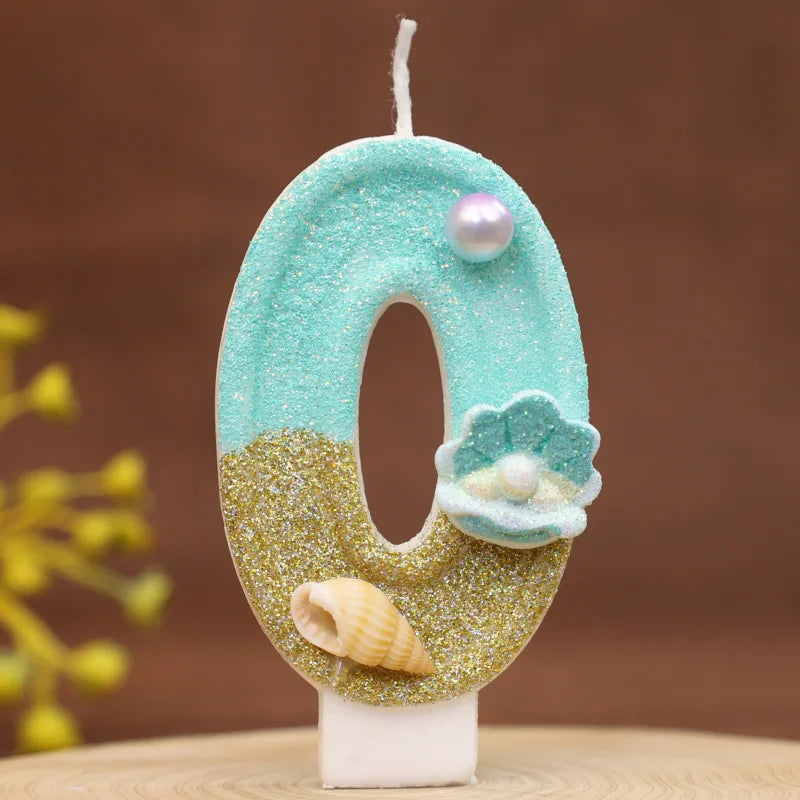 Digital Birthday Candles Beach Ocean Birthday Cake Party Decorative