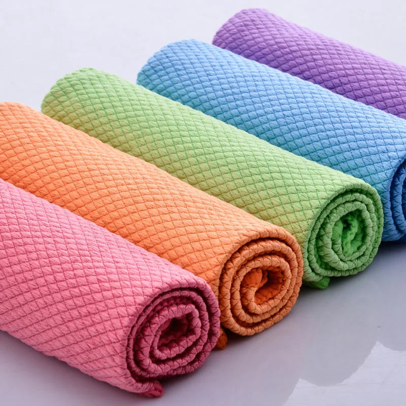 5/10pcs Dish Towels Fish Microfibre Scale Cleaning Cloth Reusable Kitchen Wipes Soft Dishcloths Lint-Free Super Absorbent Towel
