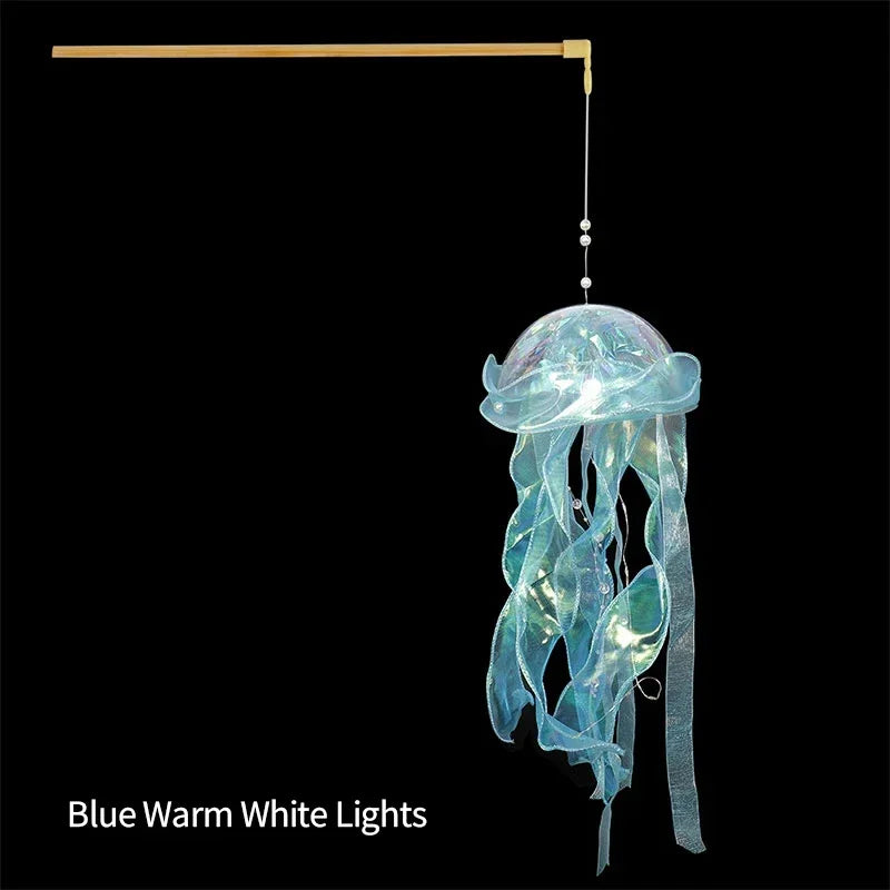Jellyfish Lamp Portable Lantern Kids Children Bedroom Hanging Night Light Under The Sea Colorful Mermaid Ocean Party Home Decor