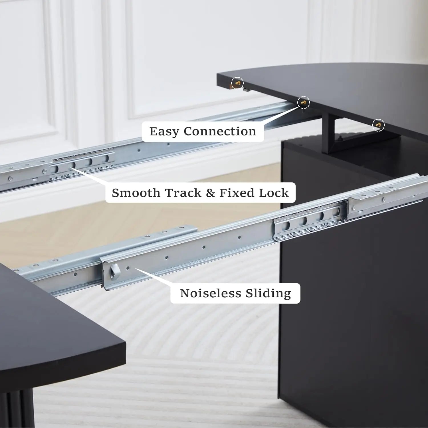 Extendable Dining Table 41-78in Seats 4-8 Round Expandable Kitchen Fluted Base Customized