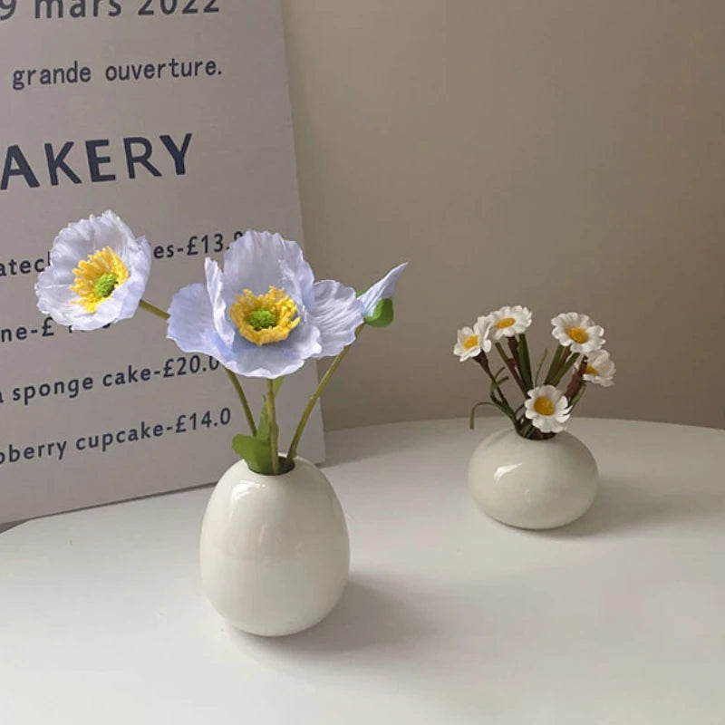 1-10PCS Mini Flower Vase Cute Rice Ball Ceramic Bud Vases Onigiri Hydroponic