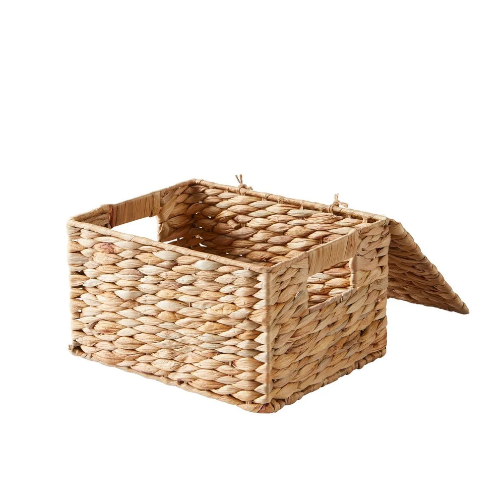 Natural Hyacinth Basket with Lid Storage Organizer Handmade Woven BaskeStorage