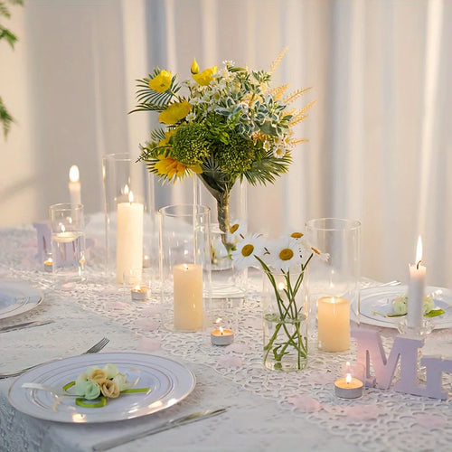 12/30 Set of Cylindrical Glass Vases,Hurricane Candle Holders for Pillar Candles