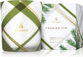 Frasier Fir Scented Candle - Frosted Plaid Design, Green & White Jar, Crisp Siberian Fir & Cedarwood Aroma (10 oz)