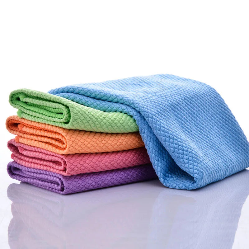 5/10pcs Dish Towels Fish Microfibre Scale Cleaning Cloth Reusable Kitchen Wipes Soft Dishcloths Lint-Free Super Absorbent Towel
