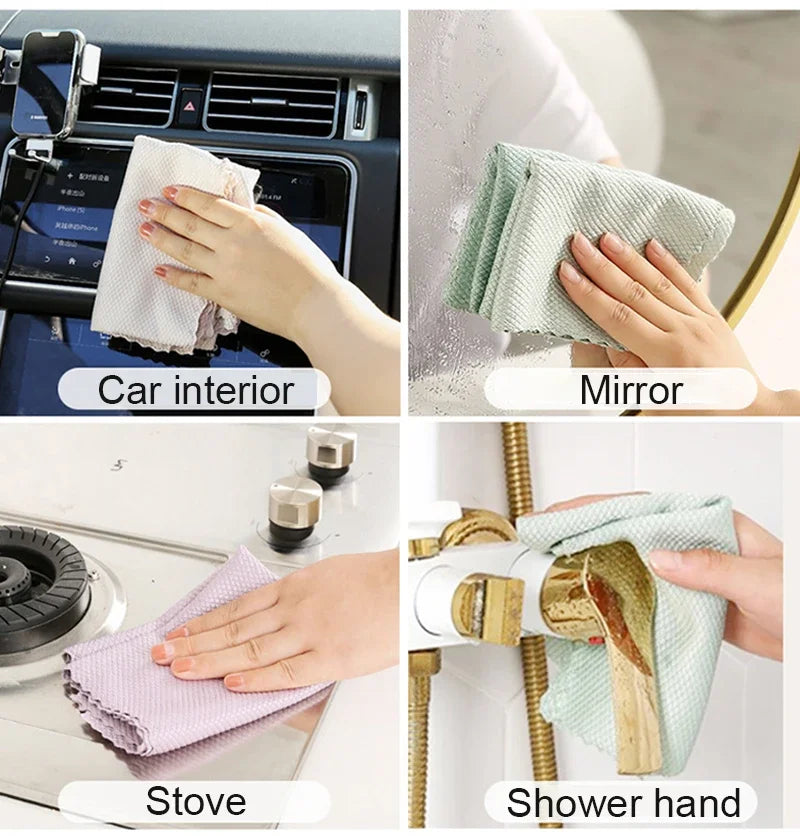 1-10pcs Microfiber Glass Cleaning Cloth Rag Lint-Free