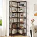 Corner Shelf, 7-Tier Industrial Corner Bookshelf, Freestanding Display Shelf