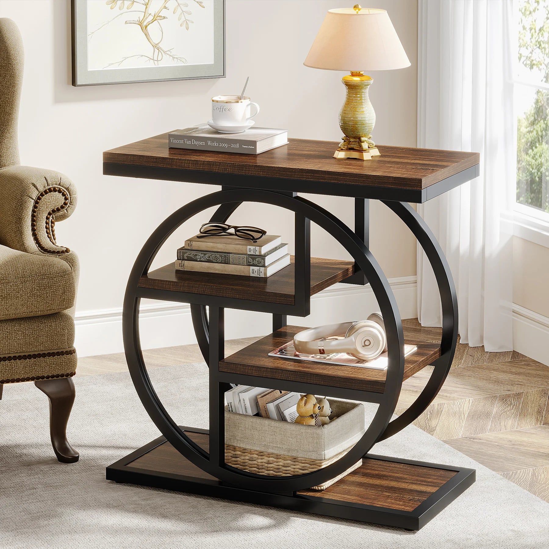 Tribesigns End Table , 4-Tier Narrow