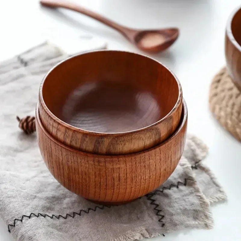 Japanese Style Wooden Bowl Jujube WoodenRound Rice Tableware