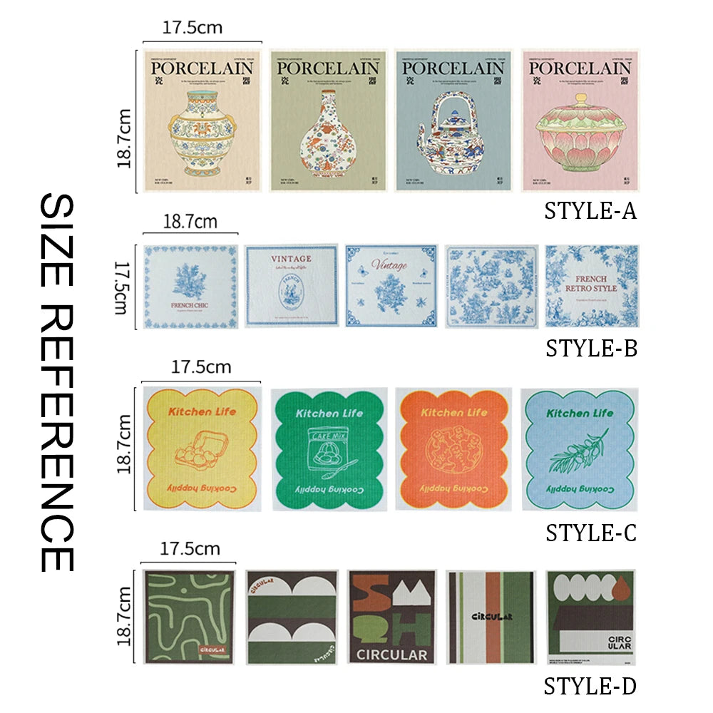 3/4/5 Pcs Magic Dishcloth Absorbent Reusable Wet Dry Household Kitchen Dish Towels Cellulose Cotton Swedish Cleaning Cloth Rags