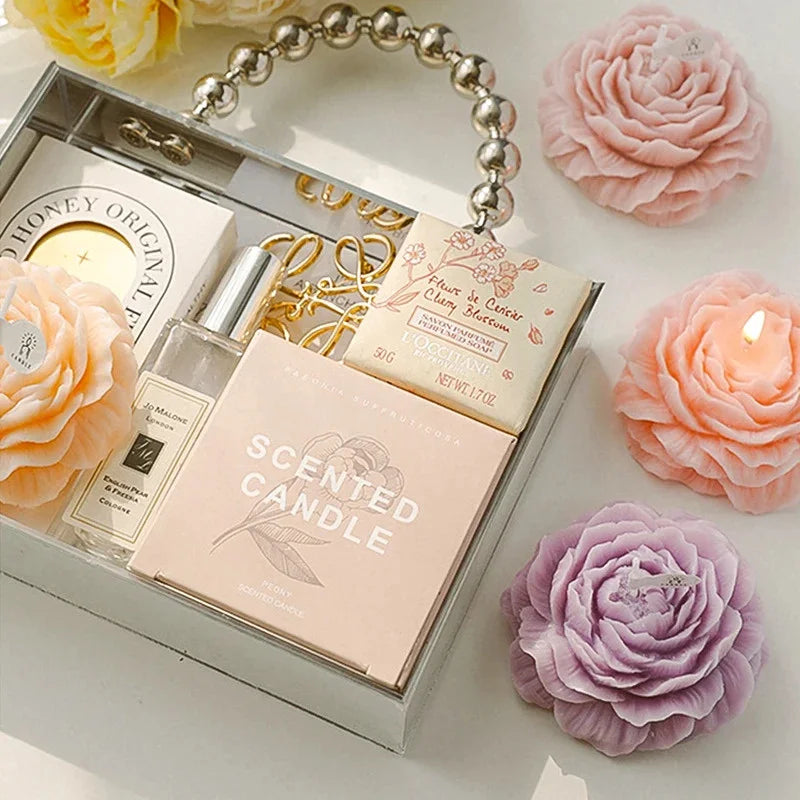 3D Peony Aromatherapy Candle - Creative Flower Shape