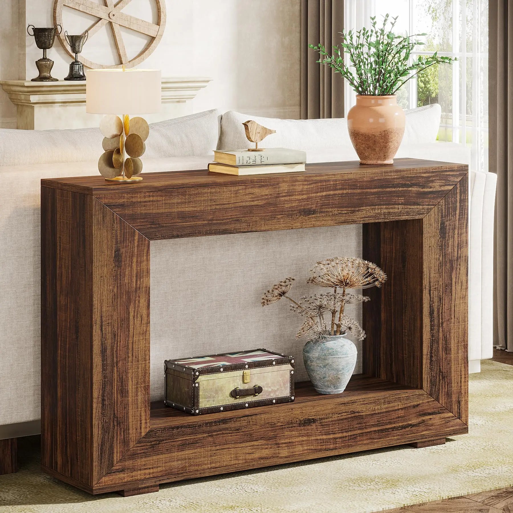 Tribesigns 47" Farmhouse Console Table with Storage,