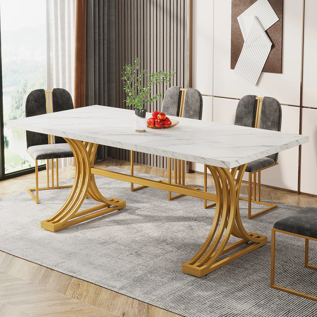Tribesigns 63-Inch Rectangular Dining Table for 4 to 6, able with Faux Marble Table Top,
